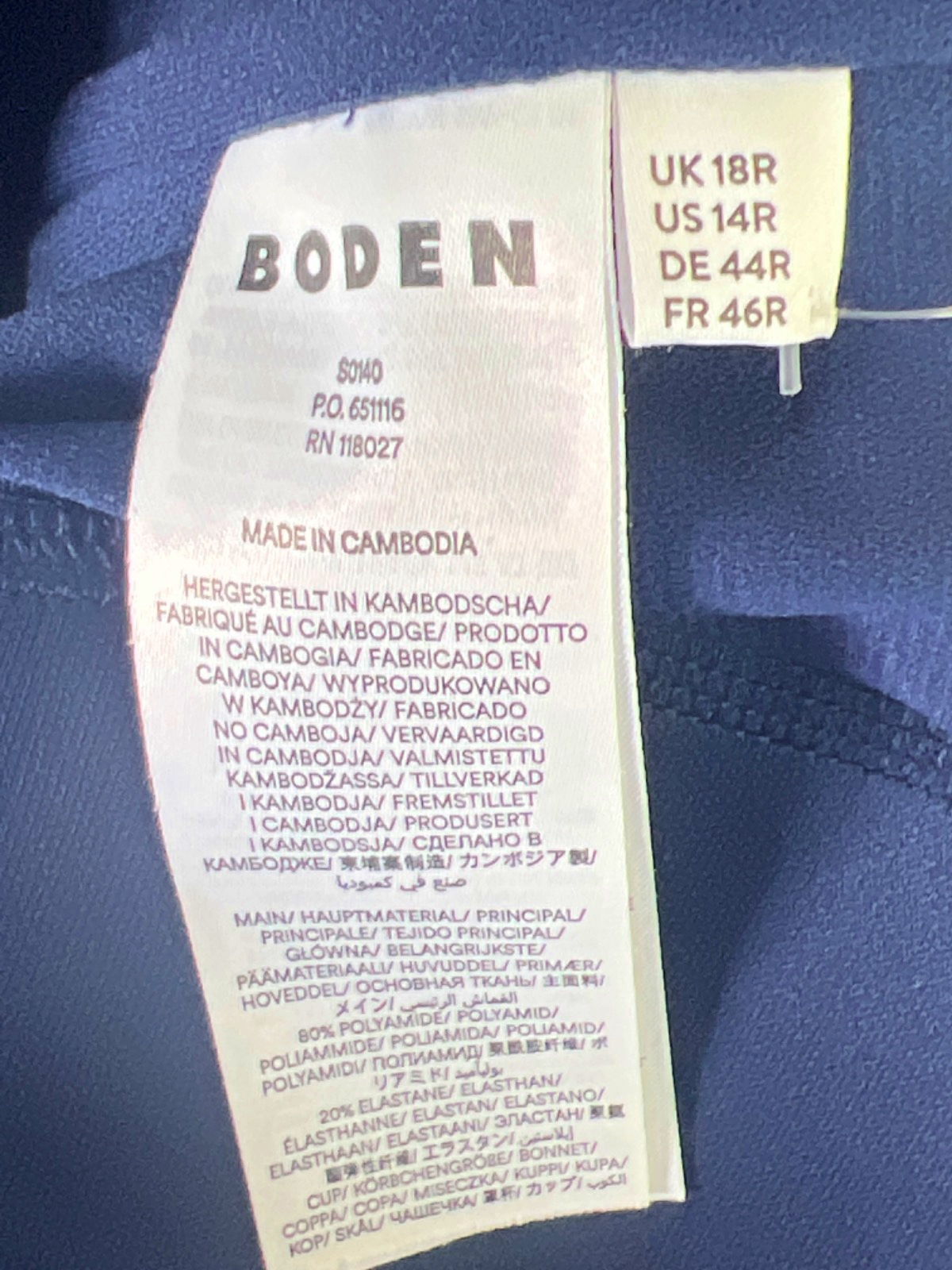 Boden Multicolour Floral Print Swimsuit UK 18R