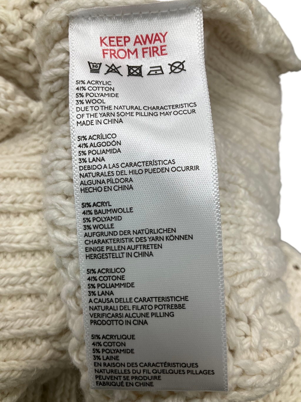 Urban Outfitters Cream Renewal Vintage Cable Knit Jumper UK M