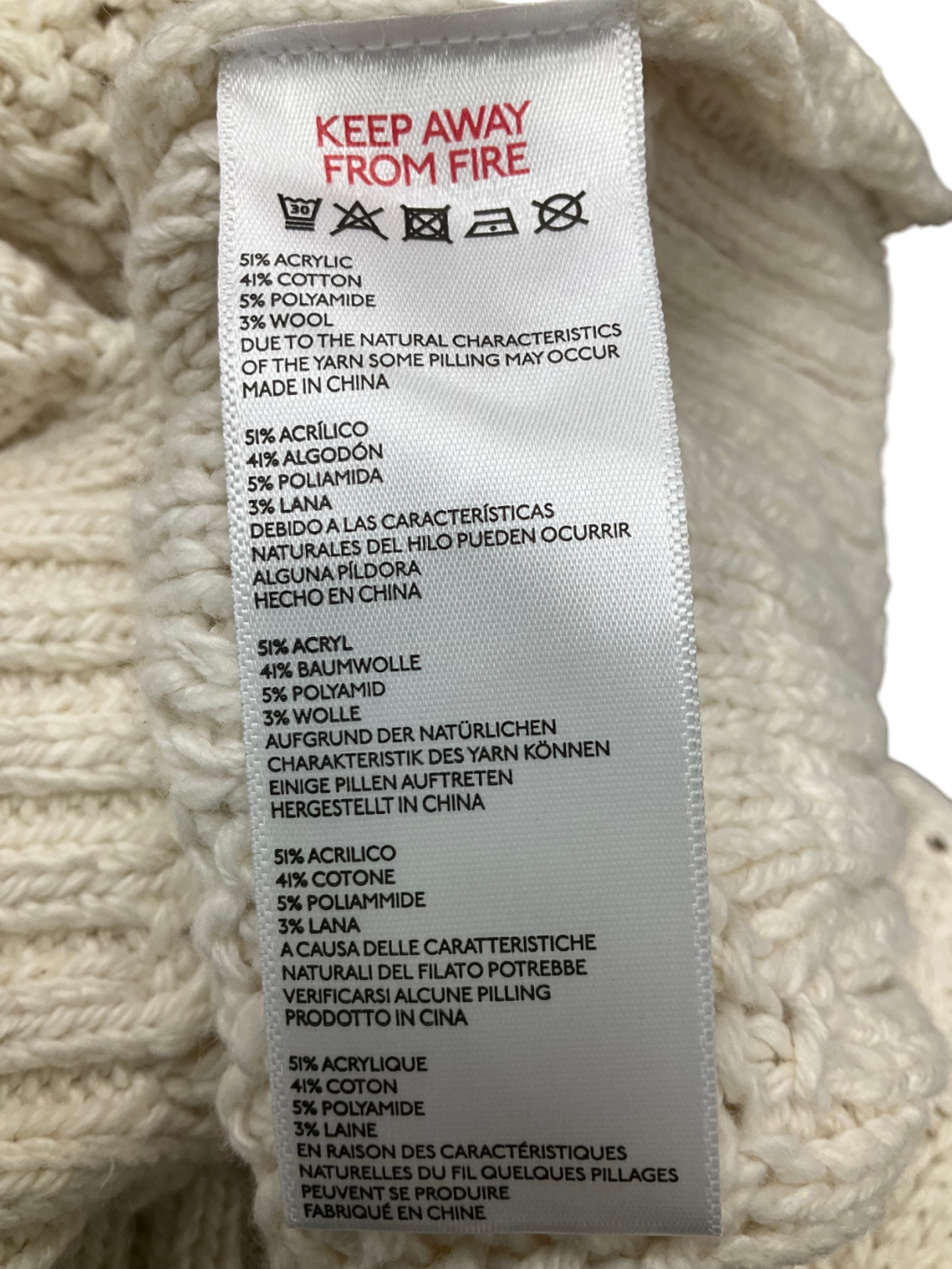 Urban Outfitters Cream Renewal Vintage Cable Knit Jumper UK M