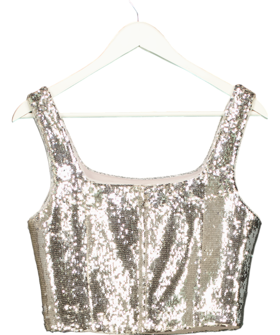 Melis Kaptanoglu Metallic Lamé Sequin Bustier UK 8