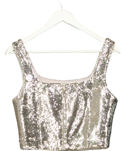 Melis Kaptanoglu Metallic Lamé Sequin Bustier UK 8