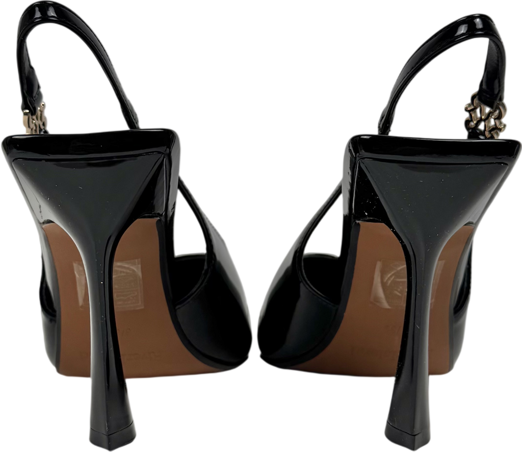 River Island Black Slingback Logo Court Heels UK 6 EU 39 👠
