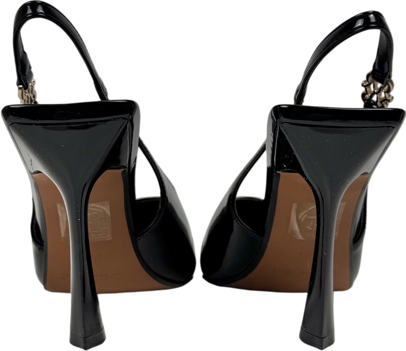 River Island Black Slingback Logo Court Heels UK 6 EU 39 👠