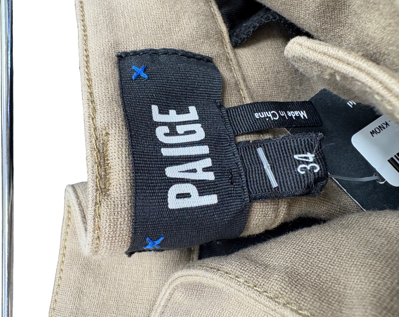 PAIGE Beige Slim Fit Trousers W34