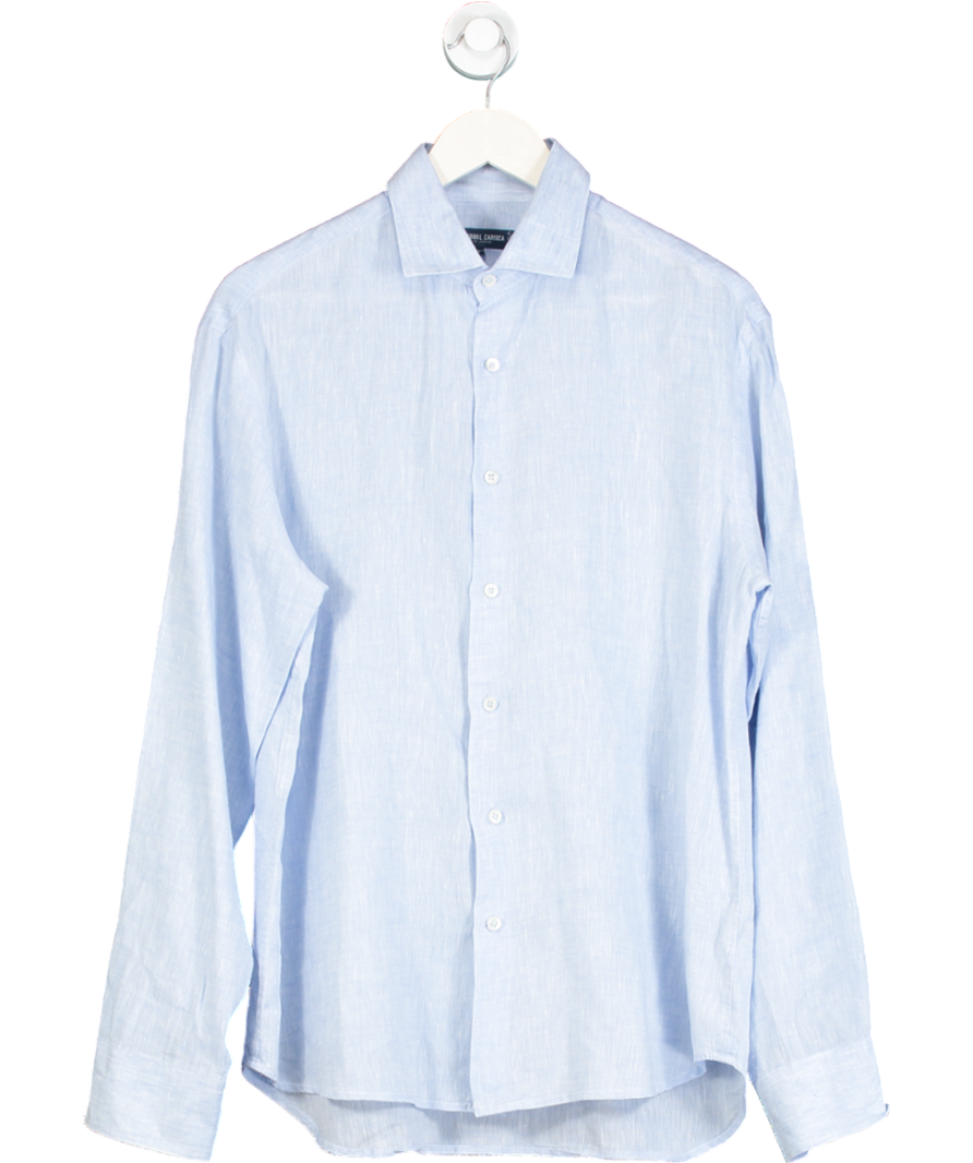 Frescobol Carioca Blue Antonio Linen Shirt UK L