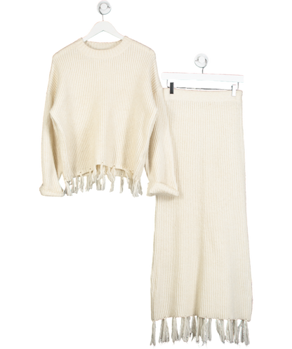 4th & Reckless Cream Oversized Tassle Trim Jumper & Skirt Set UK 6