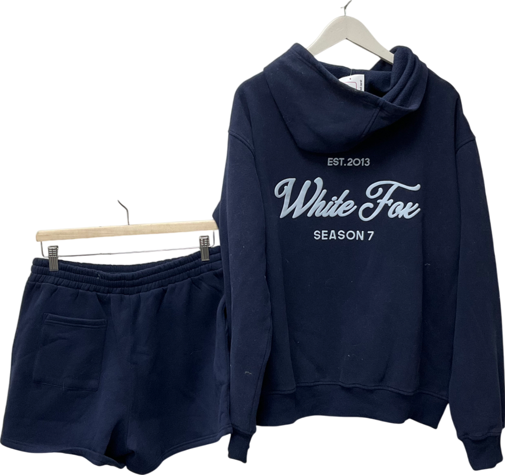 White Fox Blue Oversized Hoodie Deep Sea & Lounge Shorts Deep Sea UK L/XL