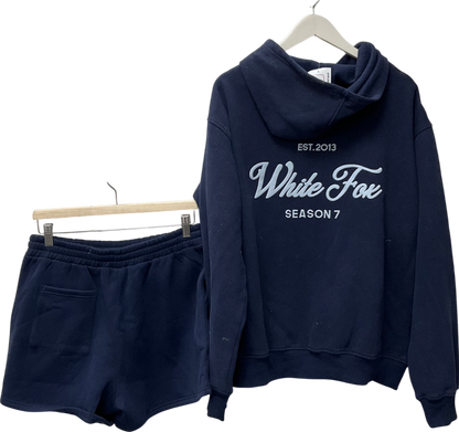 White Fox Blue Oversized Hoodie Deep Sea & Lounge Shorts Deep Sea UK L/XL