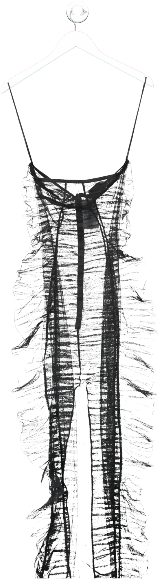 Mônot Black Mesh Strapless Ruffle Maxi Drss UK XXS