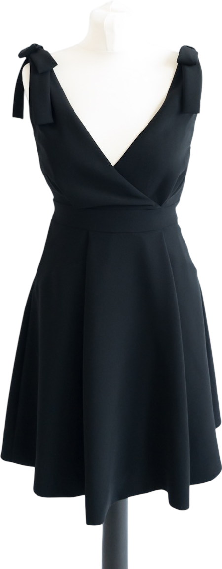 Whistles Black Bow Shoulder Mini Dress UK 6