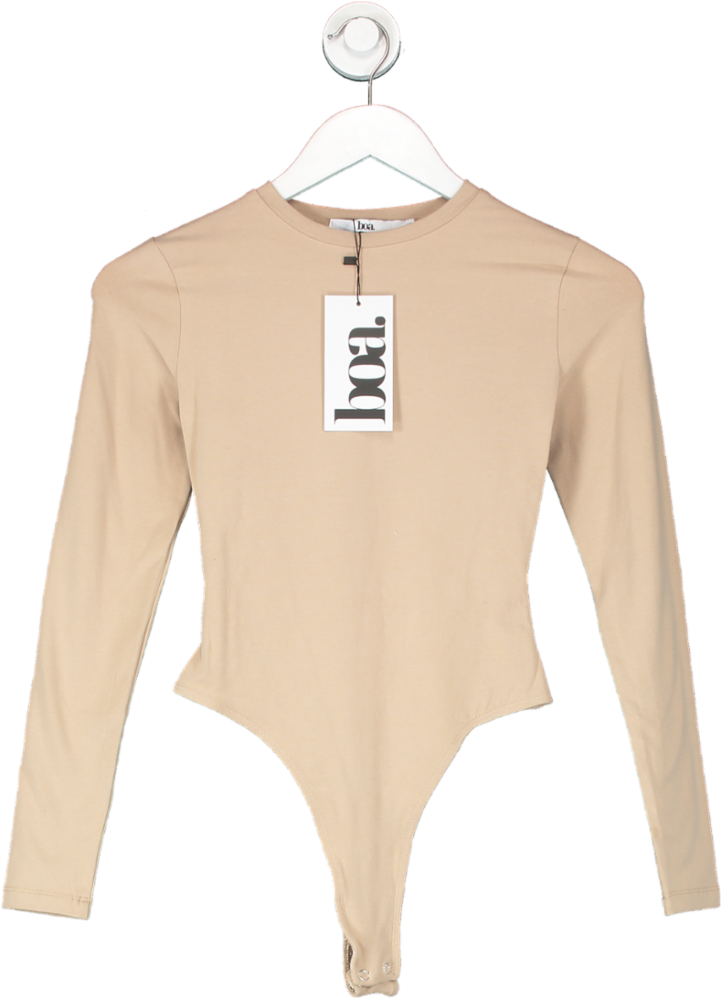 BOA Beige Cotton Long Sleeve Bodysuit UK XS