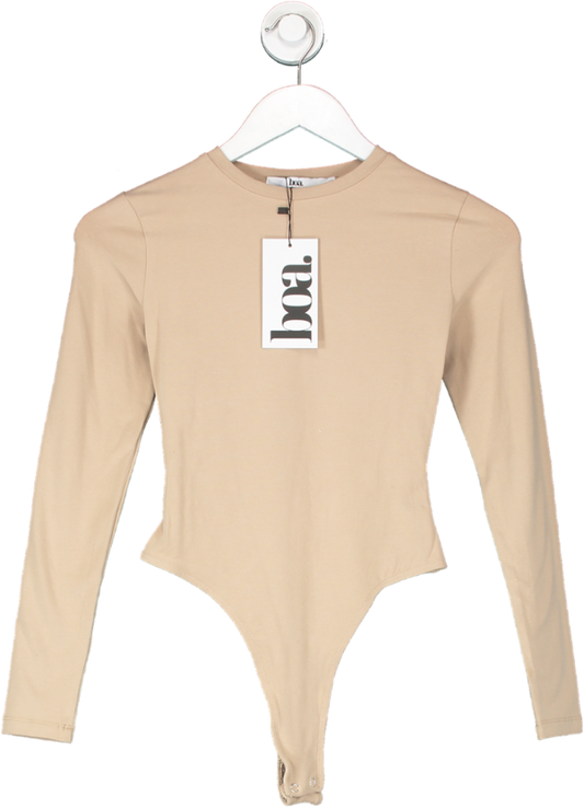 BOA Beige Cotton Long Sleeve Bodysuit UK XS