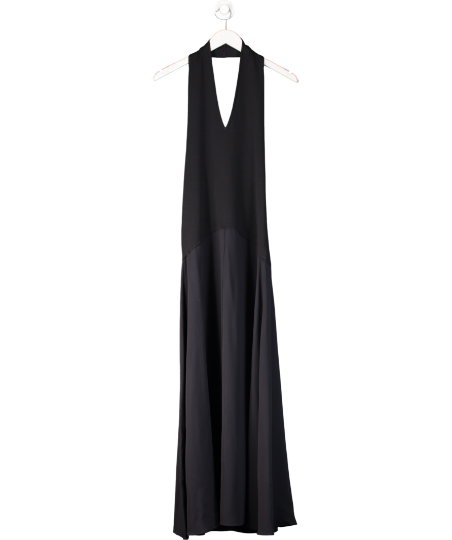 REISS Black Hybrid Knit Midi Dress UK S