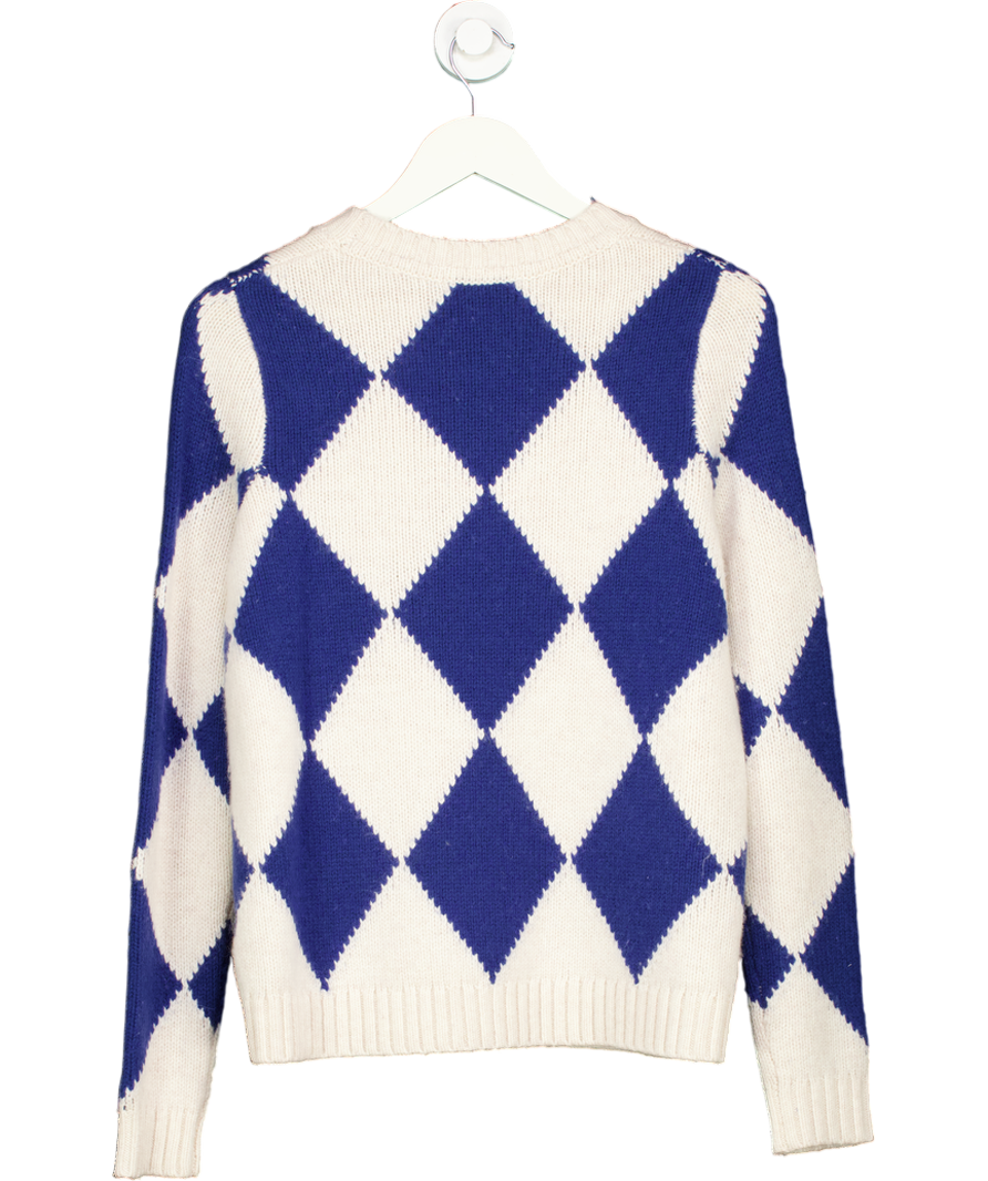 Boden Blue Argyle Crew Neck Jumper UK S