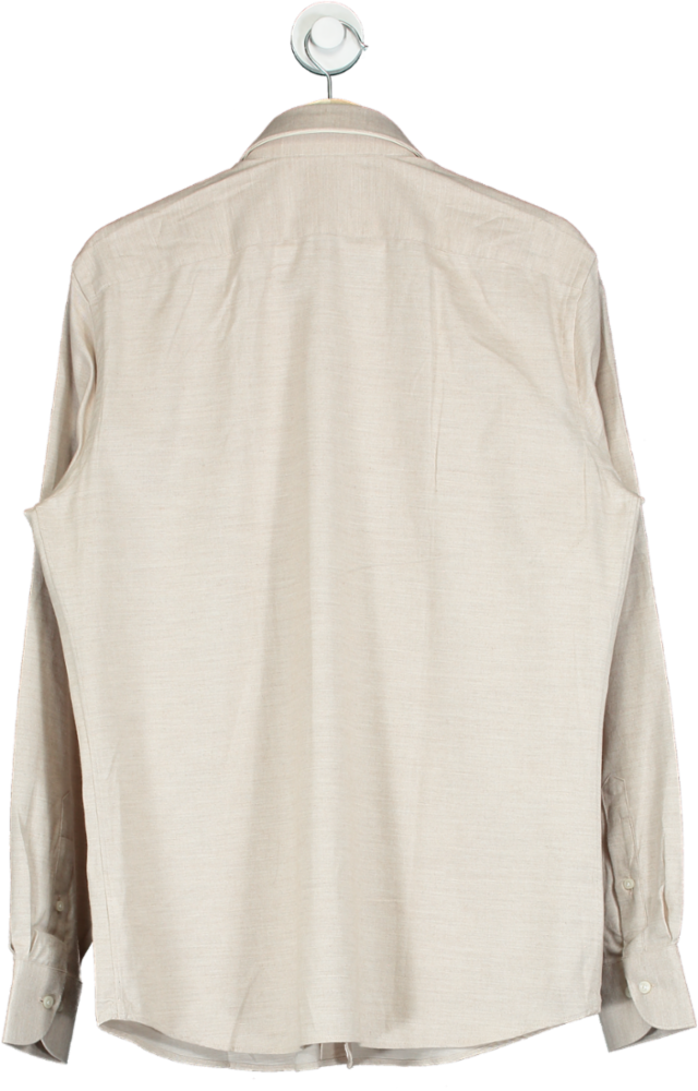 SuitSupply Light Brown Twill Slim Fit Shirt UK M