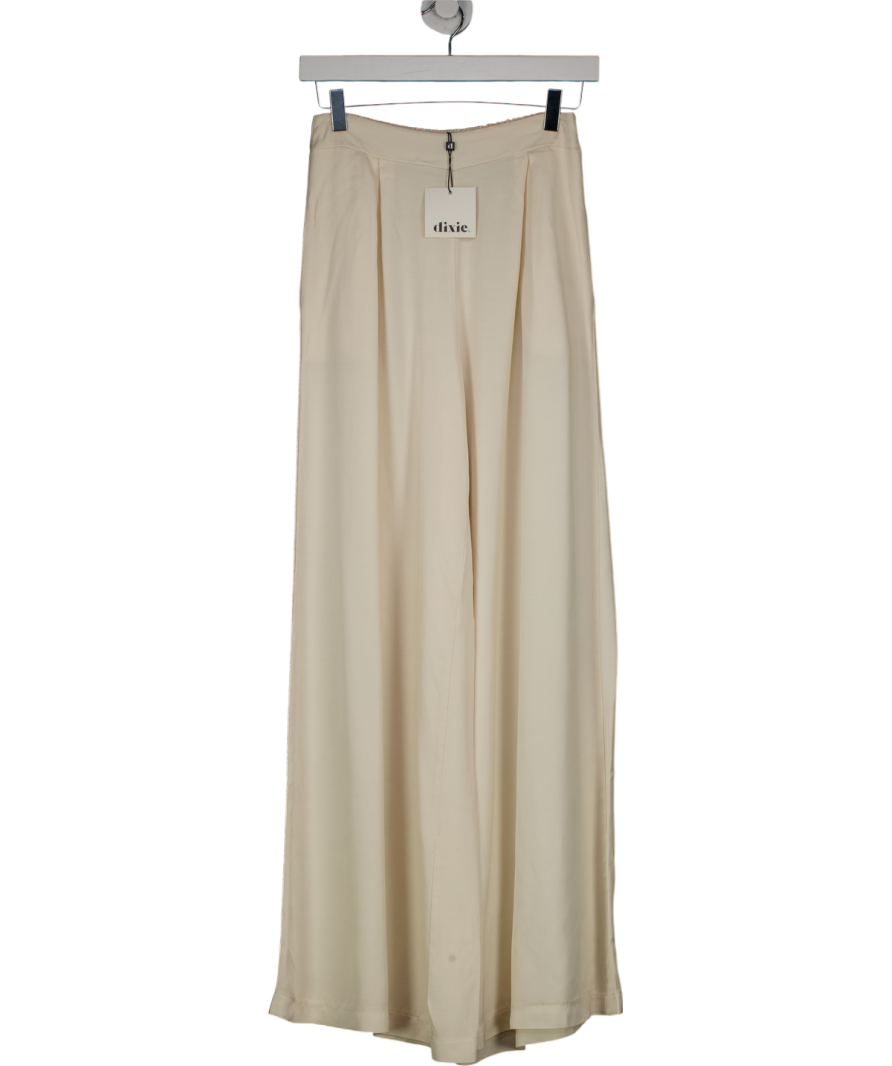 Dixie Cream Wide- Leg Elasticated Waist Band Trousers UK XS