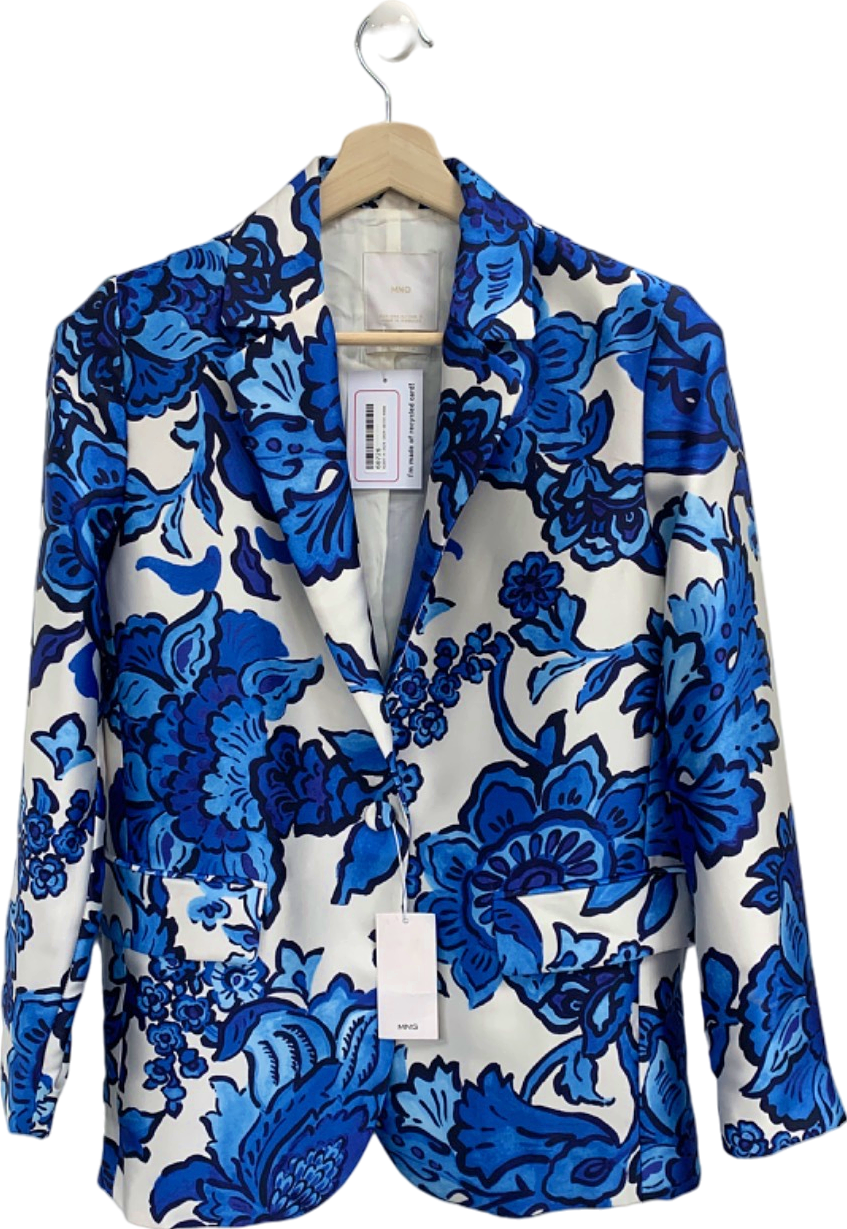 Mango Blue Floral Blazer UK M