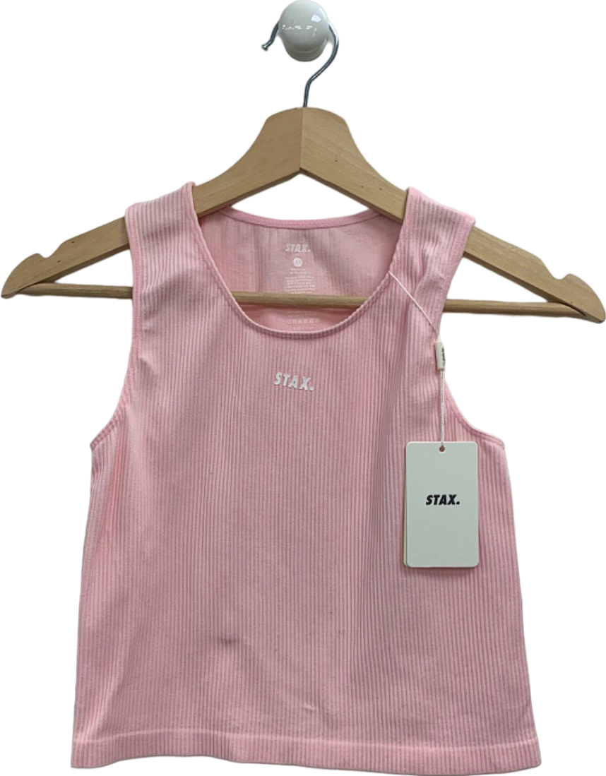 STAX Pink V5 Ribbed Crop Tank Top UK XS