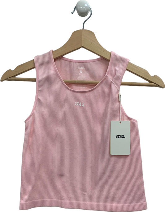 STAX Pink V5 Ribbed Crop Tank Top UK XS