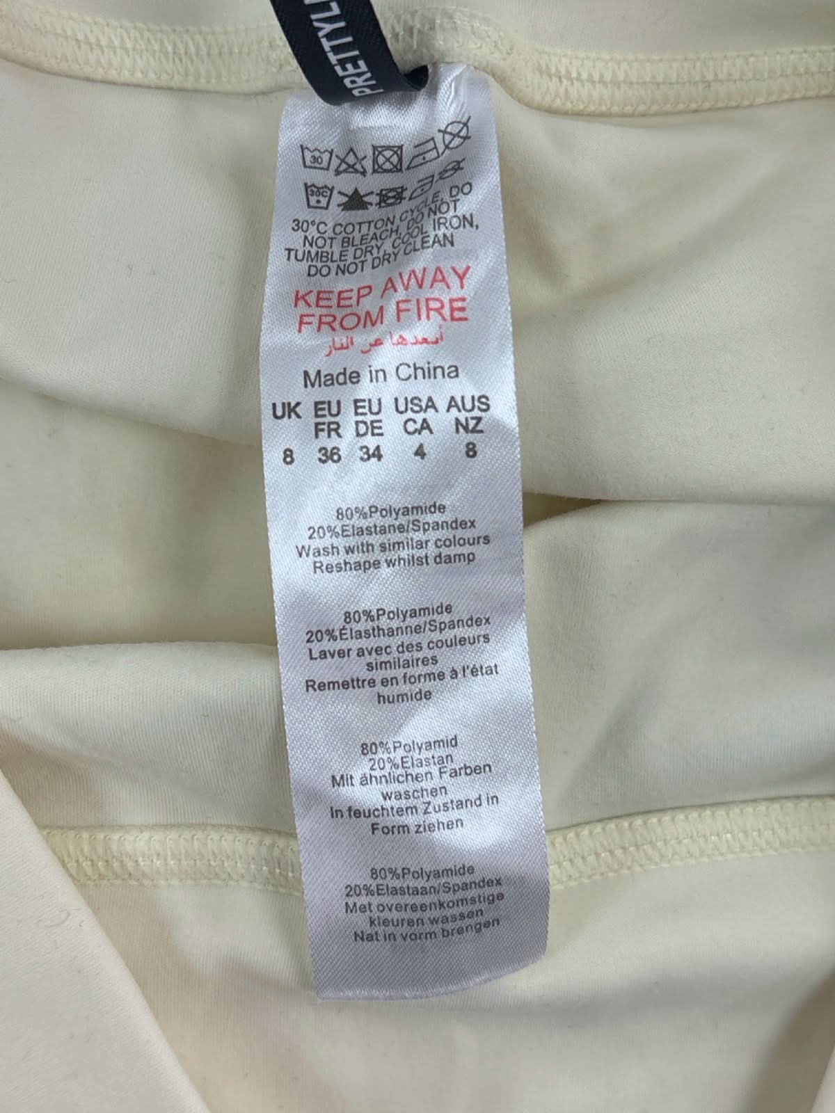 PrettyLittleThing Cream High-Waisted Leggings Size UK 8