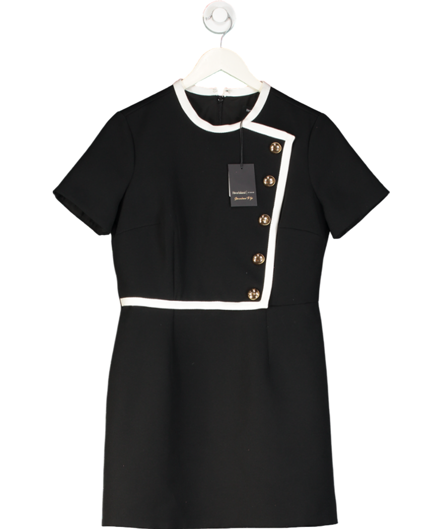 River Island Black Contrast Tipped Mini Shift Dress UK 10