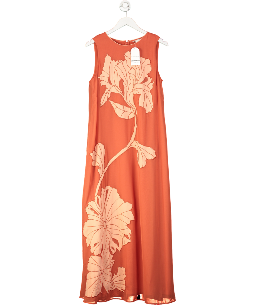 Monsoon Orange Kathleen Embroidered Maxi Dress UK 14