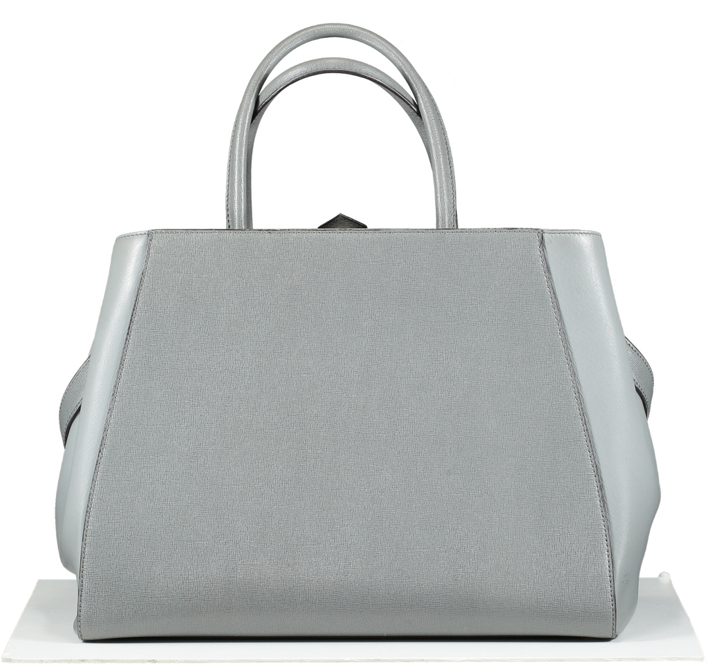 Fendi Grey Saffiano/smooth Leather Petite 2jours Tote Bag