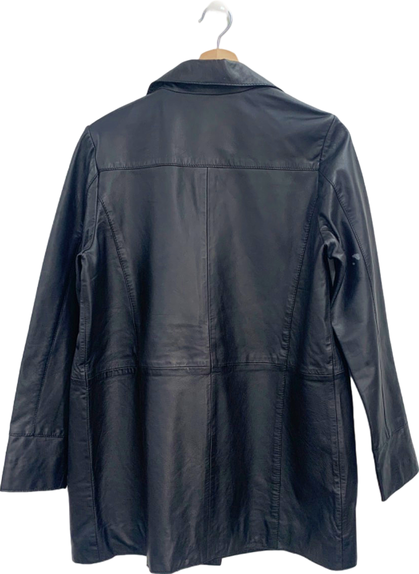 Fig & Basil Black Real Leather Coat UK 12
