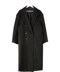comma Black Longline Double Button Coat UK L