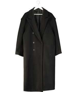 comma Black Longline Double Button Coat UK L