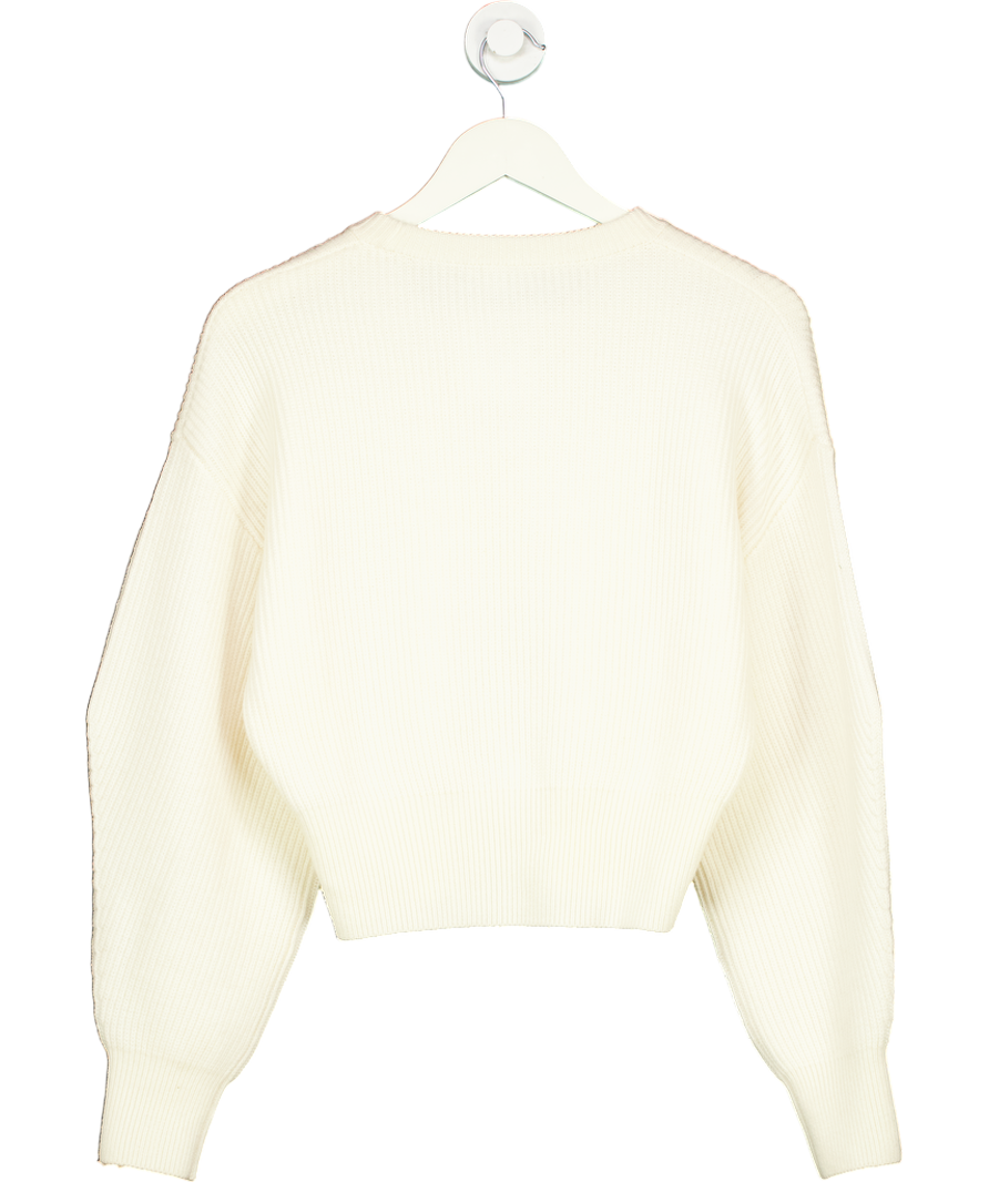 Lily Silk Cream Round Neck Drop Shoulder Jumper 100% Wool UK S