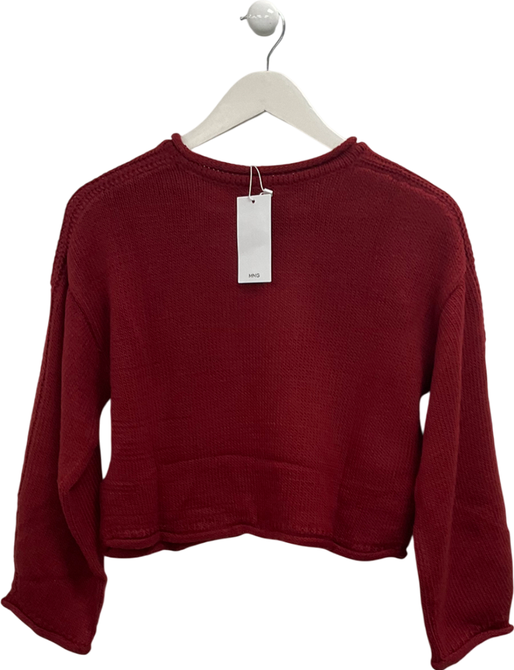 MANGO Red Cropped Knitted Sweater UK XS