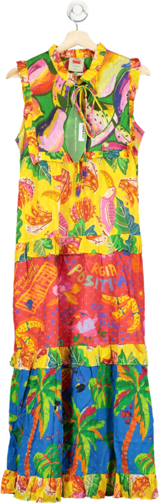 Farm Rio Multicoloured Mixed Prints Tiered Maxi Dress XS