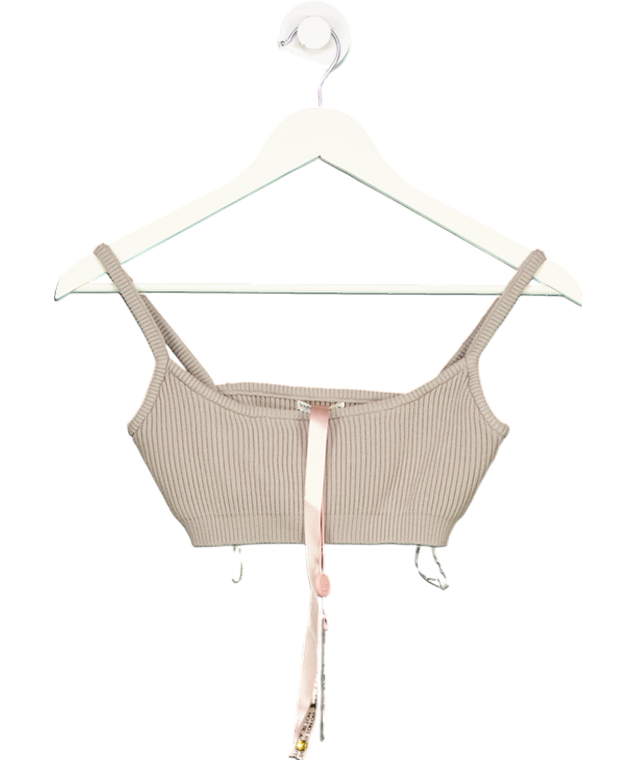 House of CB Beige Mischa Ribbed Knit Bralette UK M