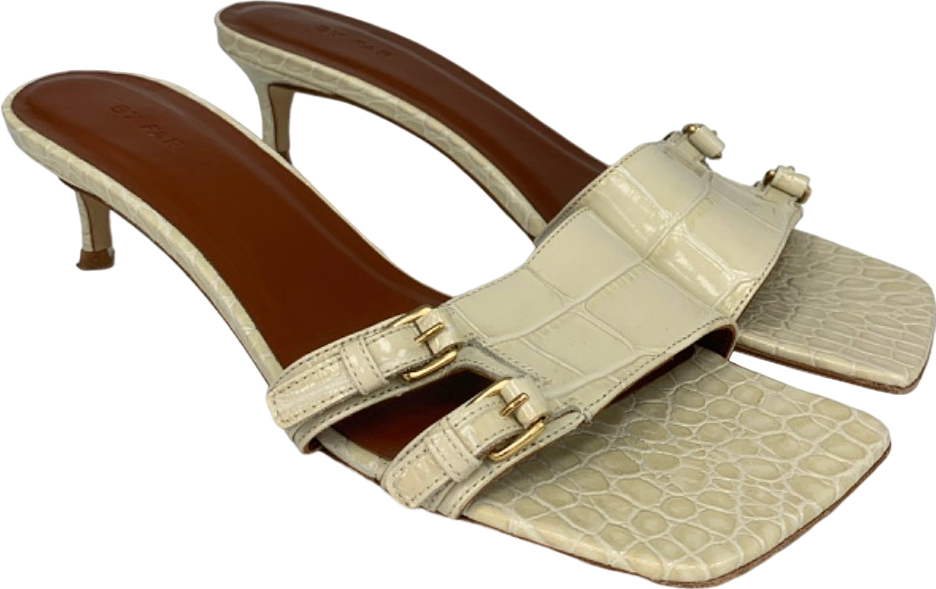 By Far White Croc-Effect Leather Sandals UK 6.5