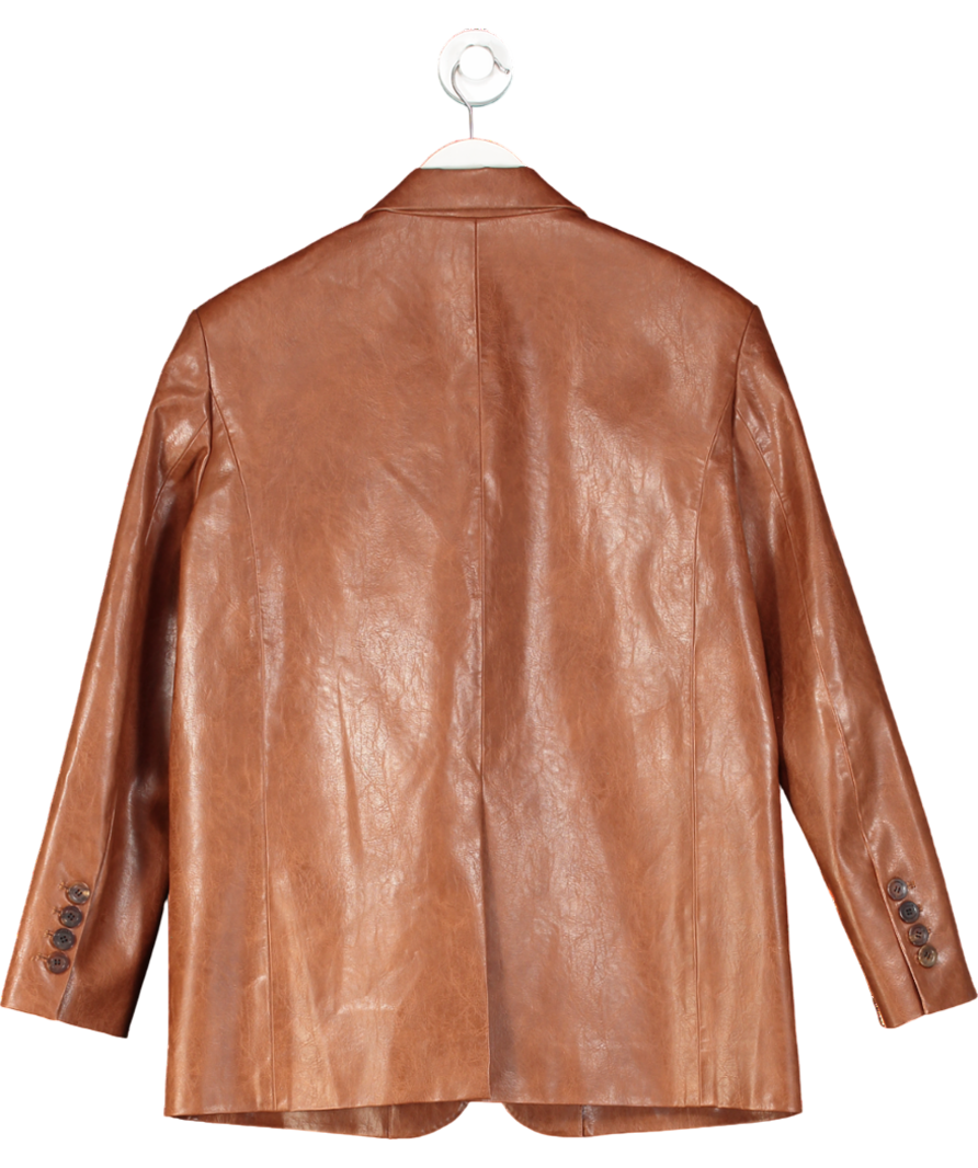 Fabrique X Sinha-stanic Brown Stonham Oversize Blazer In Eco Wax Leather UK XS