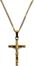 CRAFTD LONDON 18k Yellow gold plated 'a Symbol Of Faith' Crucifix Pendant & 2mm Cuban Chain