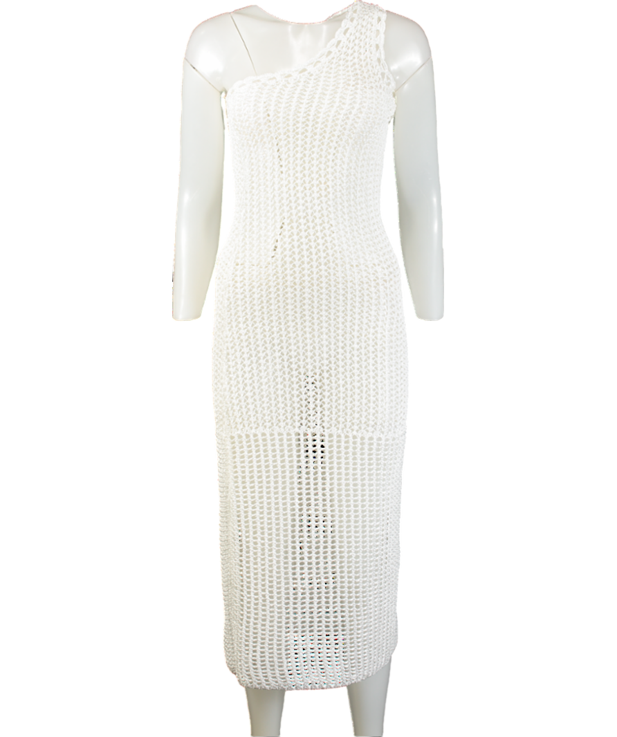 IRO White Widdy One-shoulder Knitted Dress UK XS