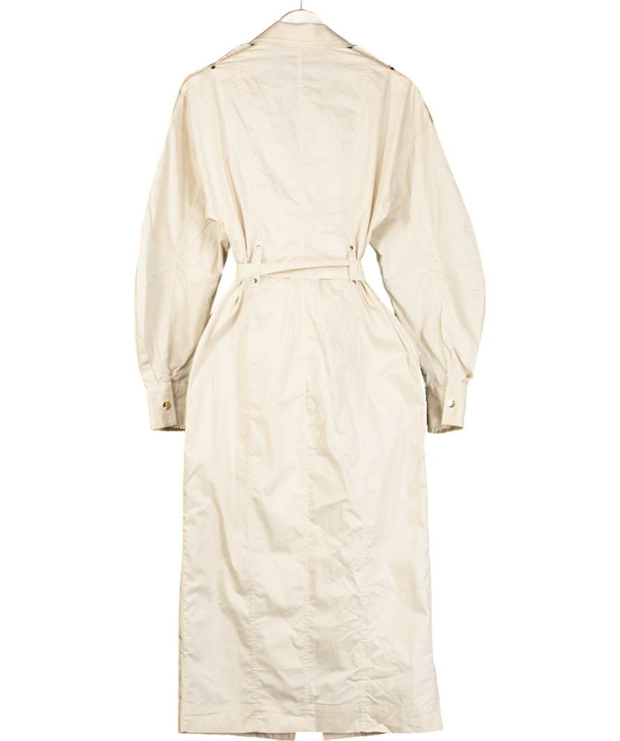 Karen Millen Beige Cotton Sateen Woven Maxi Shirt Dress UK 10