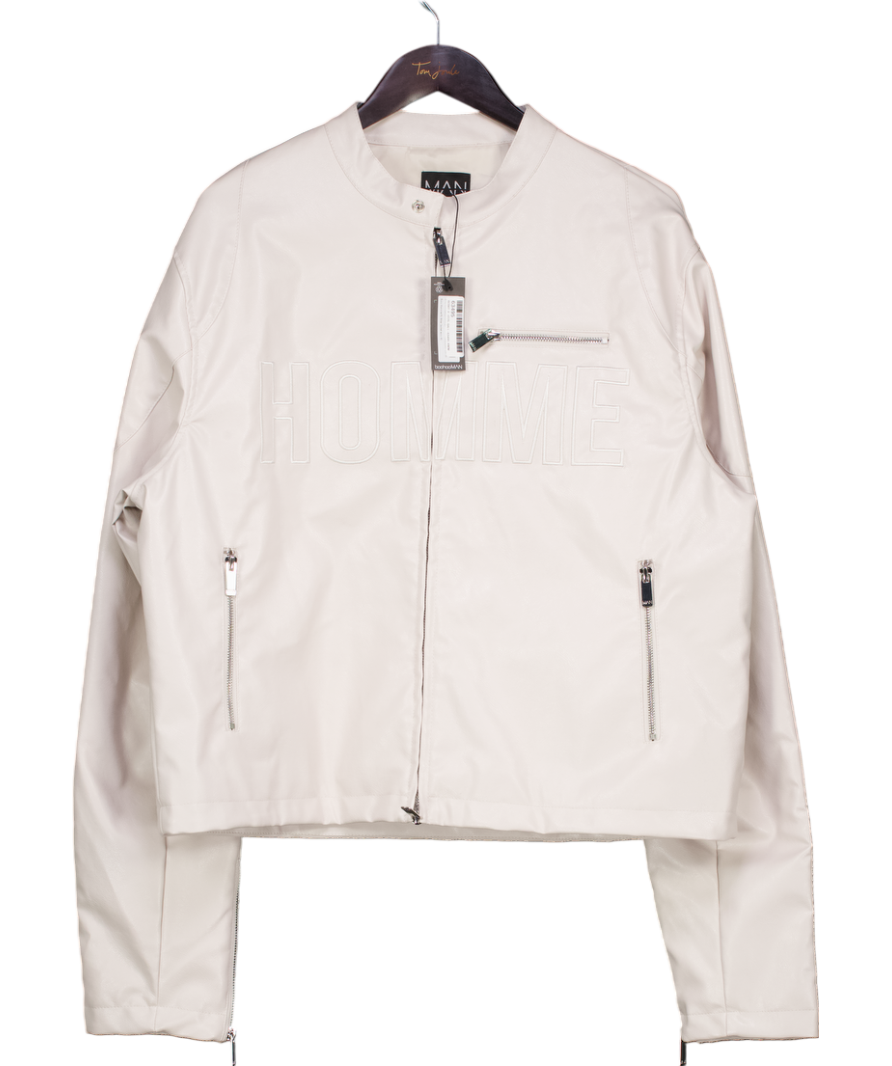 boohooMan Cream Boxy Home Bicker Jacket UK XL
