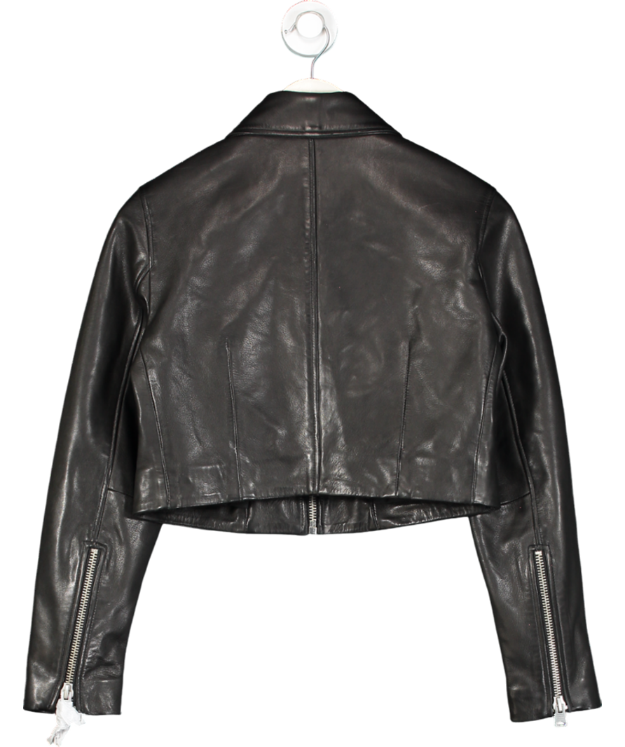 AllSaints Black Alma Leather Jacket UK 8