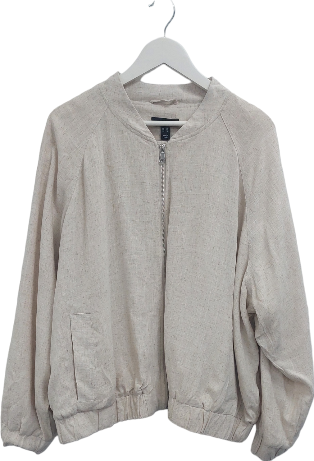 New Look Beige Linen Look Bomber Jacket UK 22