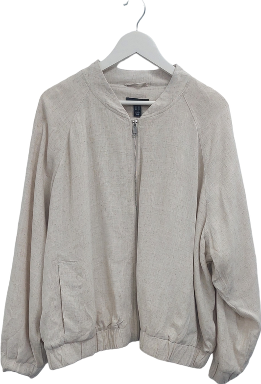 New Look Beige Linen Look Bomber Jacket UK 22