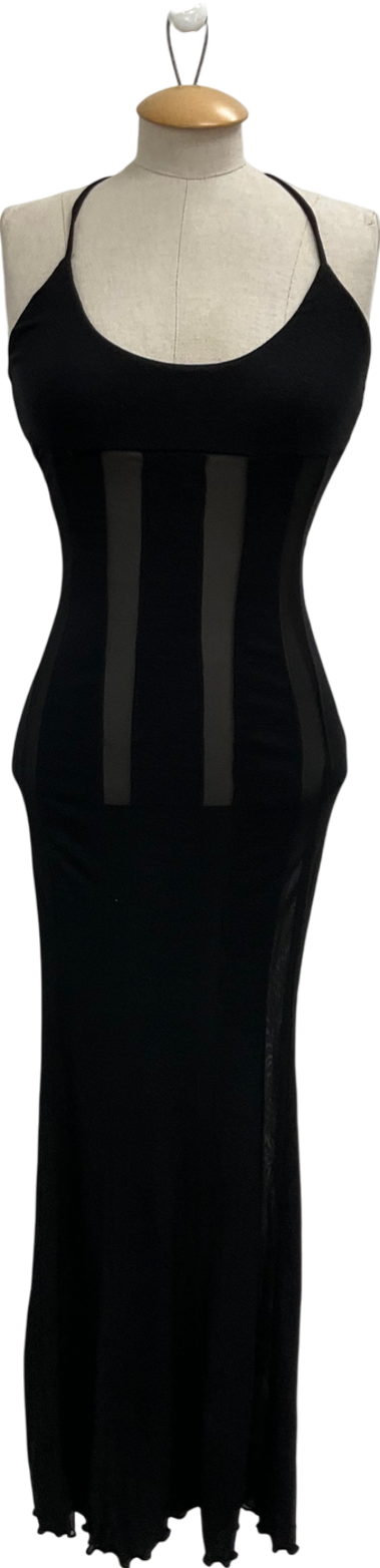 Meshki Black Mesh Panel Maxi Dress UK S