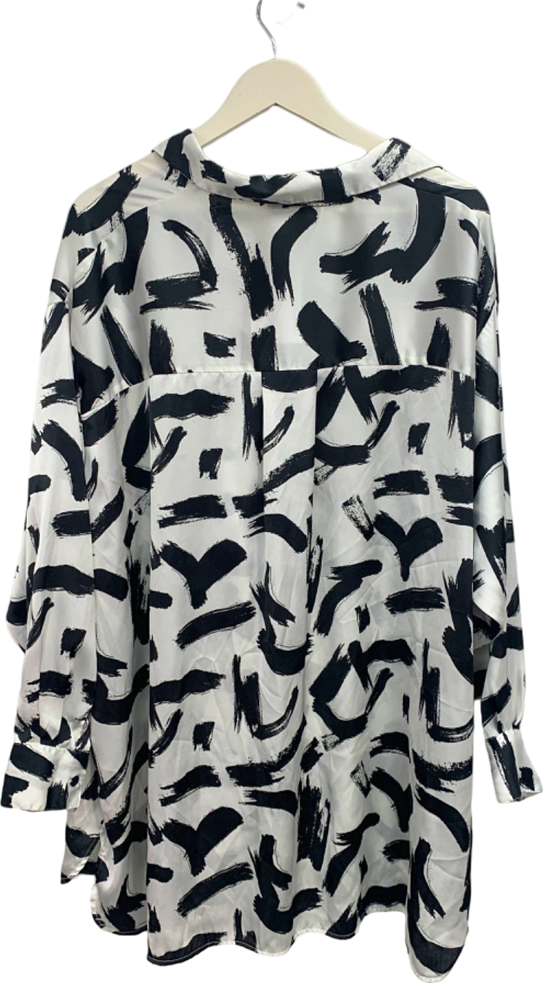 Simply Be Black and White Abstract Print Blouse UK 26