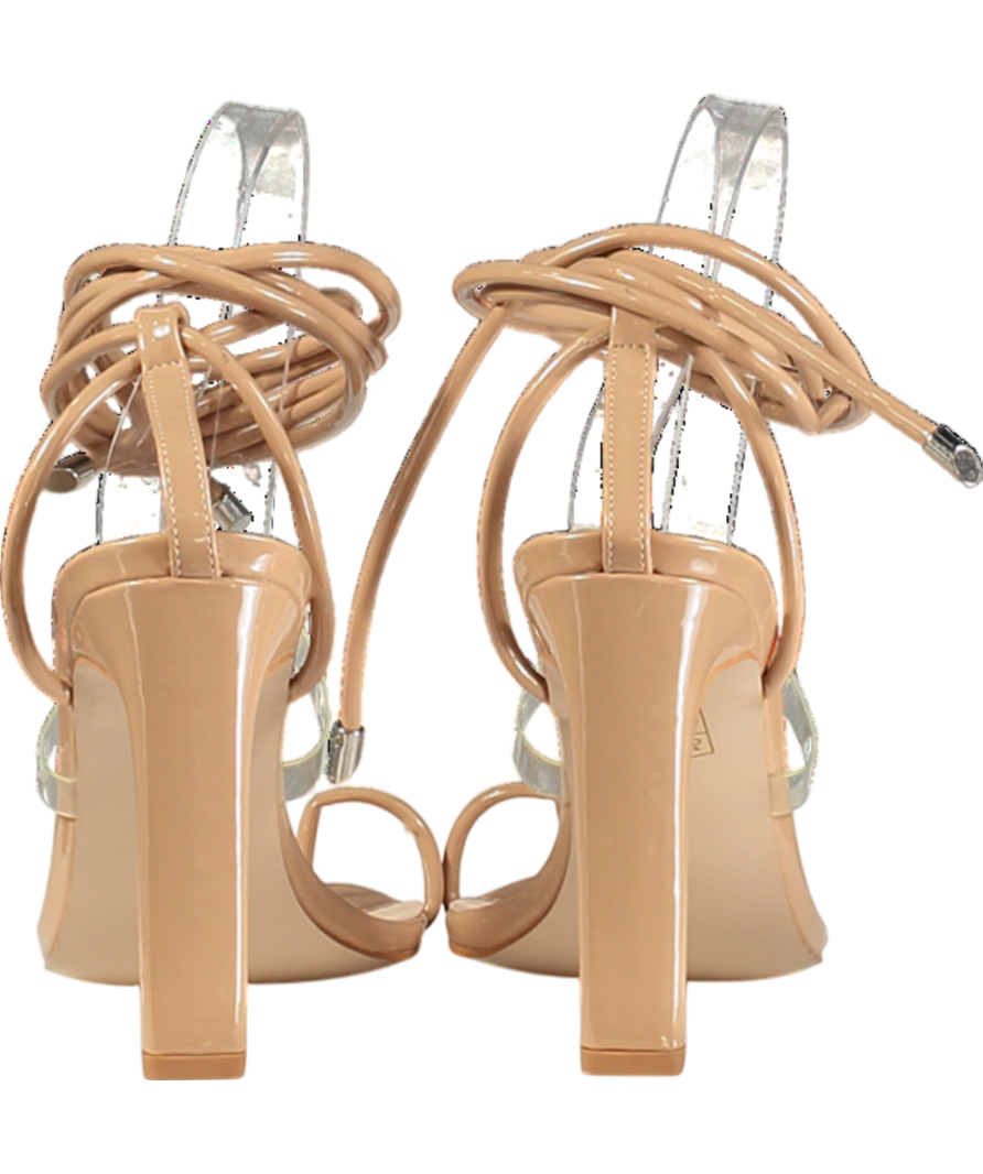 Ego Nude Patent Tie Up Stiletto Heeled Sandals UK 6 EU 39 👠
