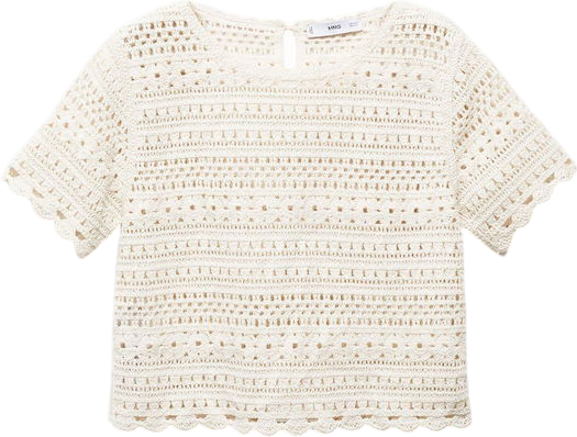 MANGO Cream Knitted Sweater With Openwork Details UK M