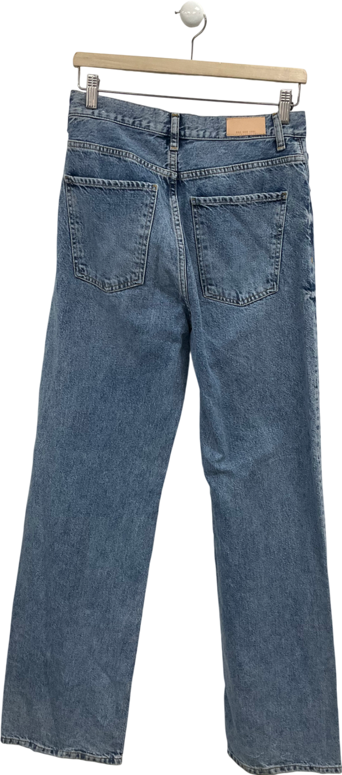 MANGO Blue Kaia High Rise Straight Keg Jeans UK 10