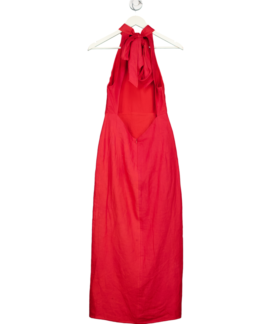 Labeca London Red Laura Goji Linen Halterneck Dress UK S