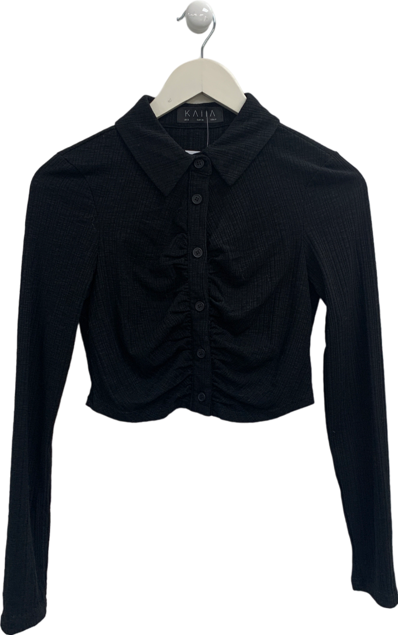 Kaiia the label Black Long Sleeved Crop Top UK 8